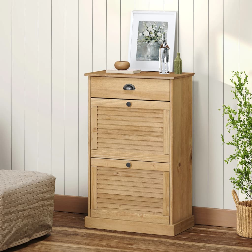 Schuhschrank VIGO 60x35x96 cm Weiß Massivholz Kiefer