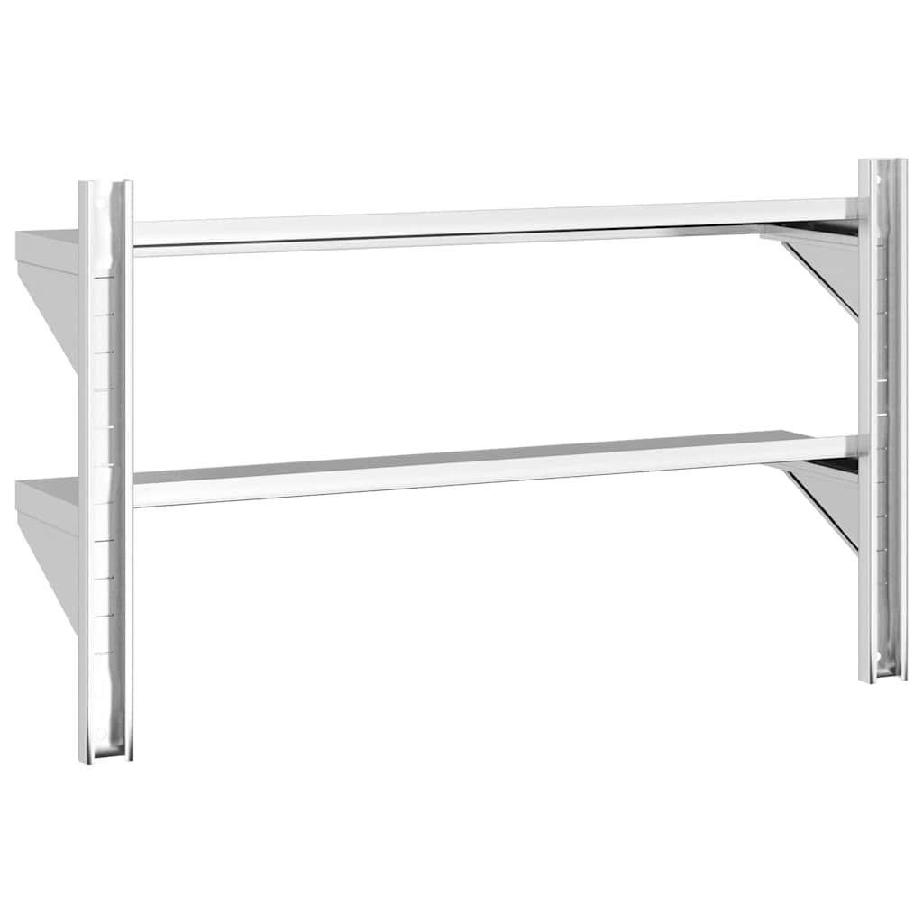 Wandregal mit 2 Böden 100x40x60 cm Silbern Edelstahl