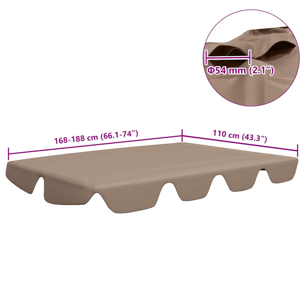 Ersatzdach für Hollywoodschaukel Beige 188/168x145/110 cm