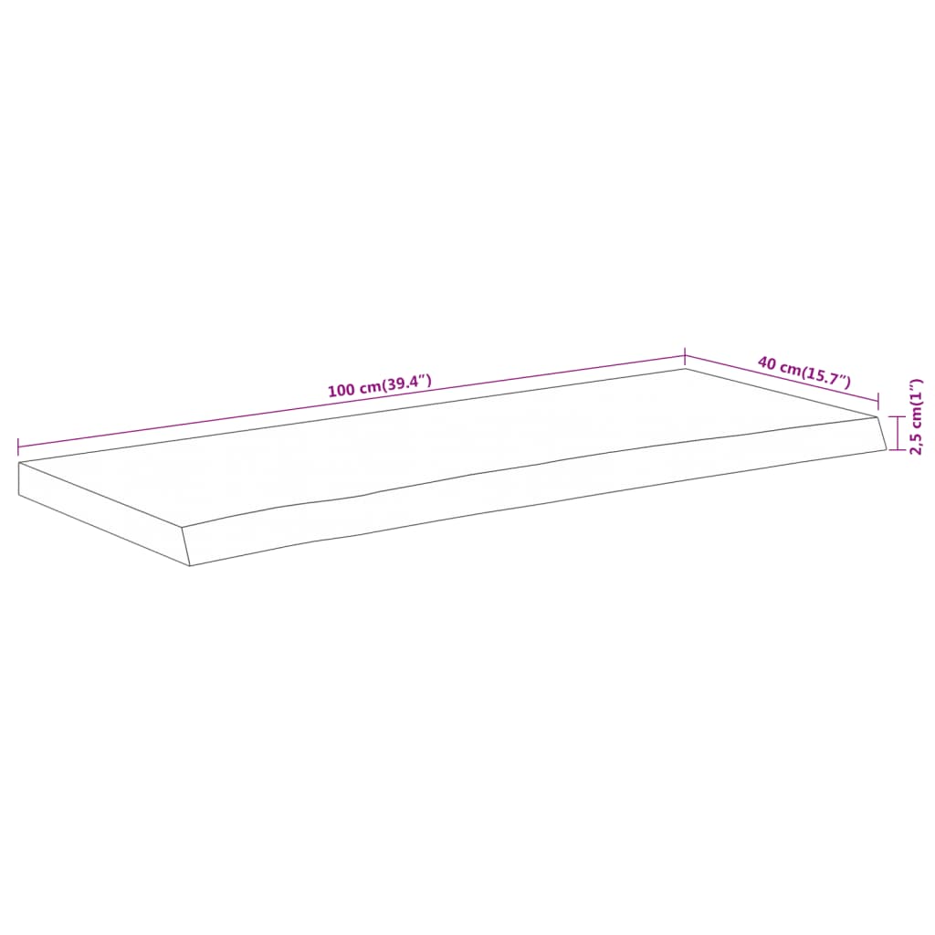 Wandregal 40x20x2,5 cm Rechteckig Massivholz Akazie Baumkante