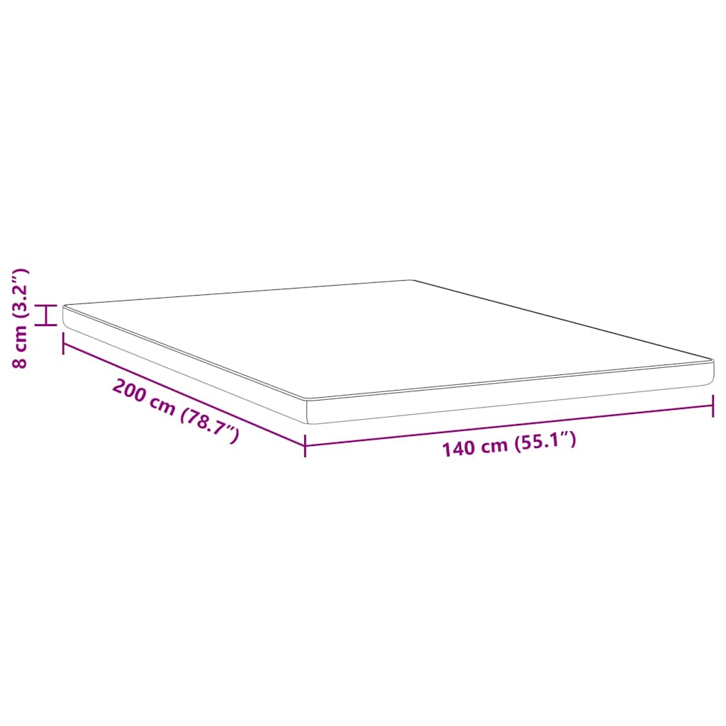 Matratzenauflage Weiß 70 x 200 cm Jacquard-Stoff