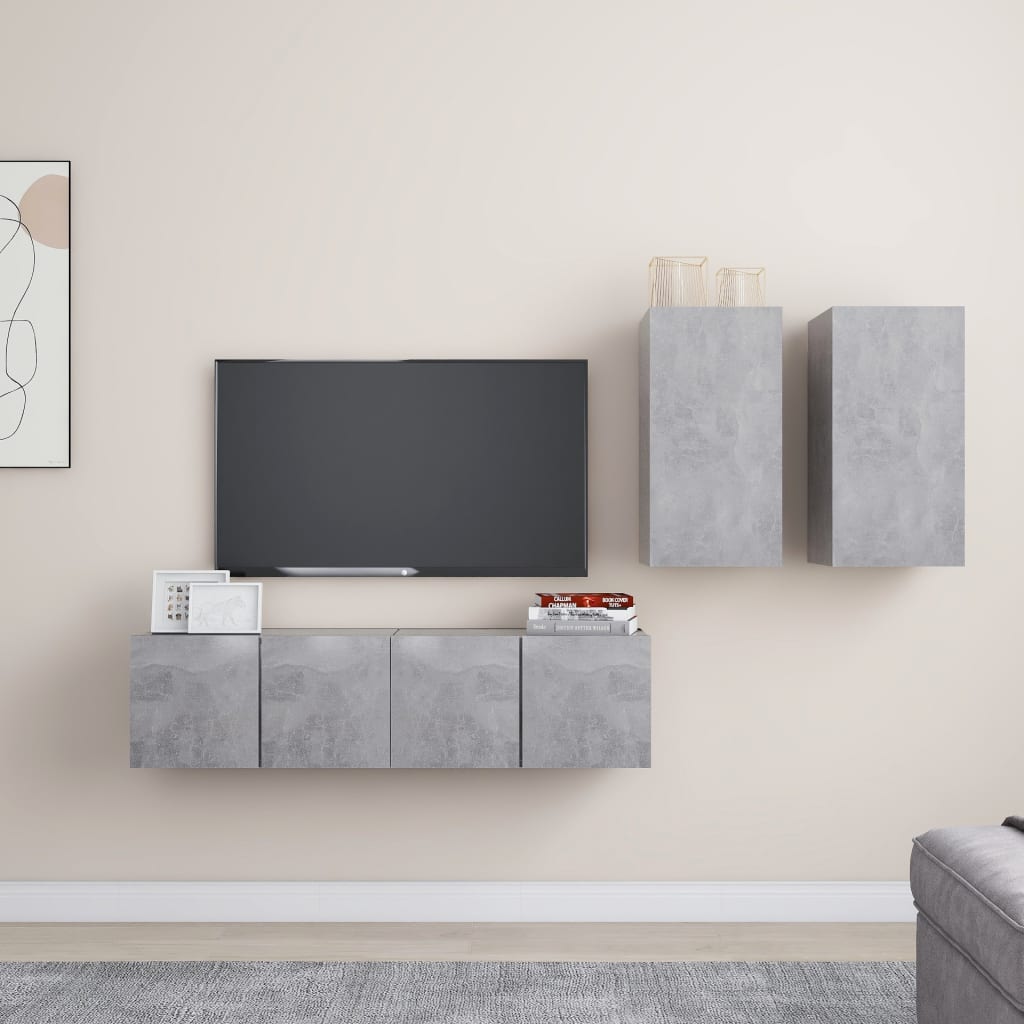4-tlg. TV-Schrank-Set Weiß Holzwerkstoff