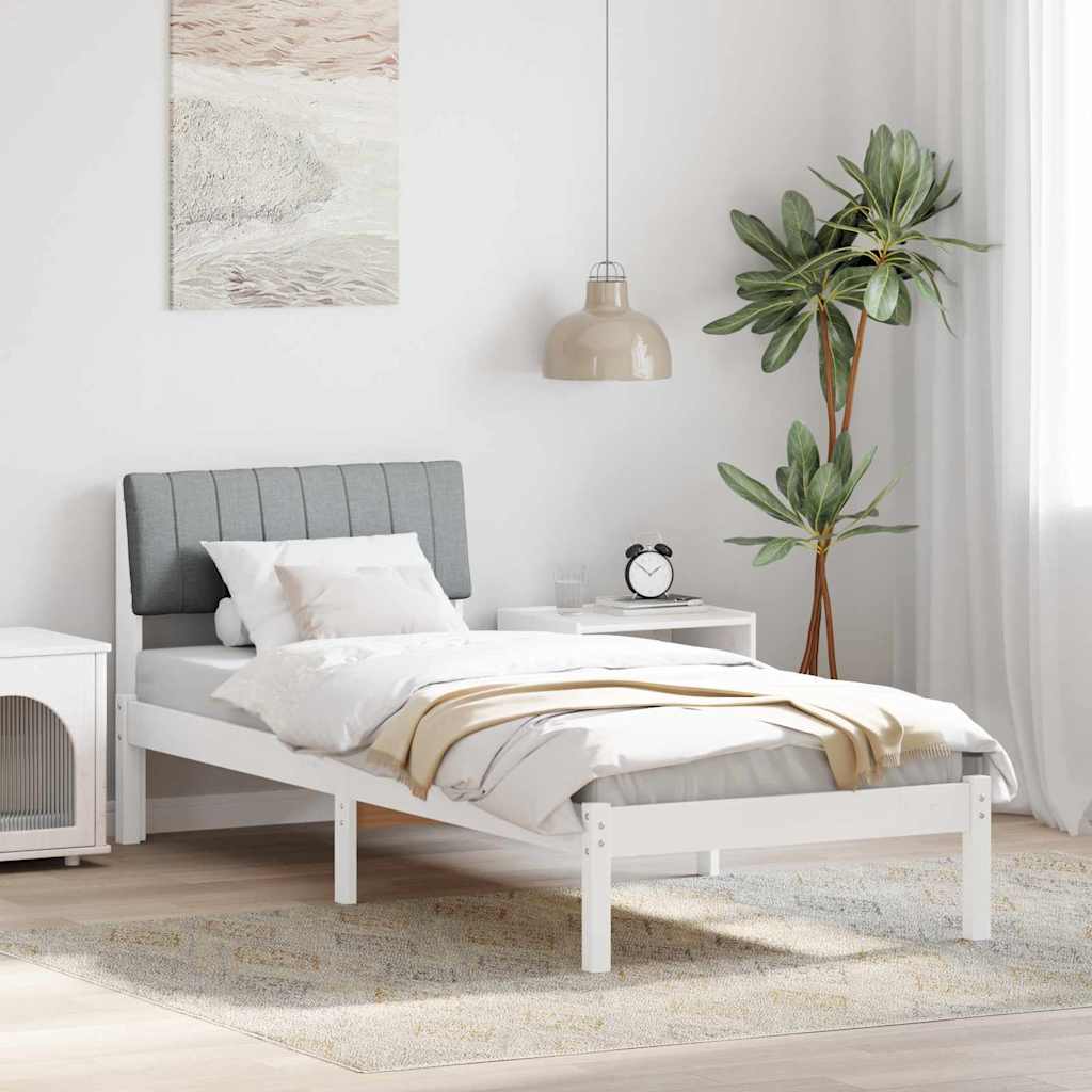 Bettgestell Braun und hellgrau 200 x 200 cm Massivholz Kiefer