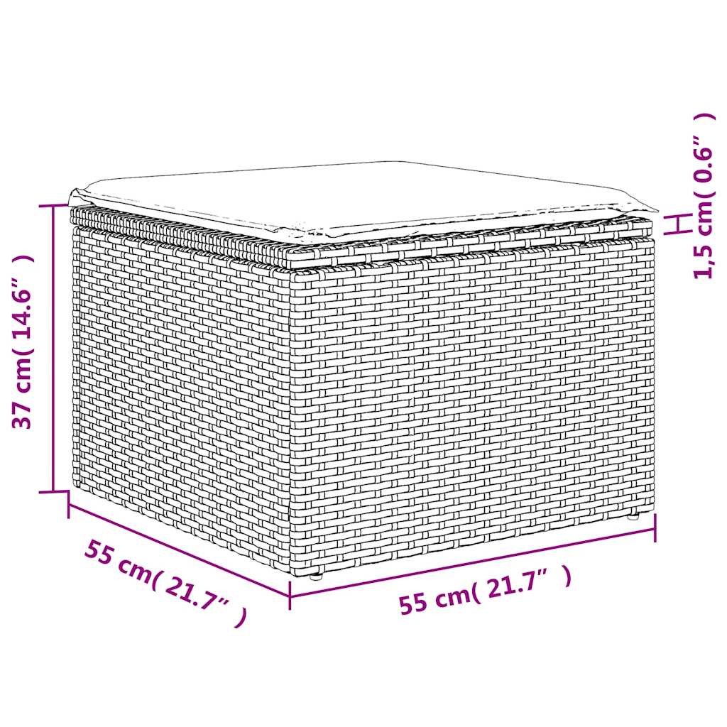 10-teiliges Gartensofa-Set mit Kissen, schwarzes Polyrattan