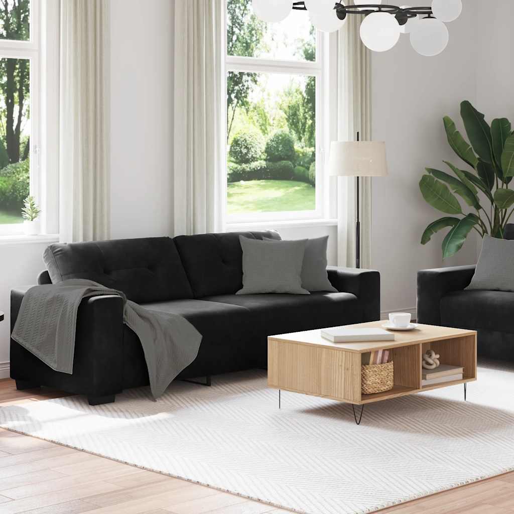 2-teiliges Sofa-Set mit Kissen, hellgrauer Samt