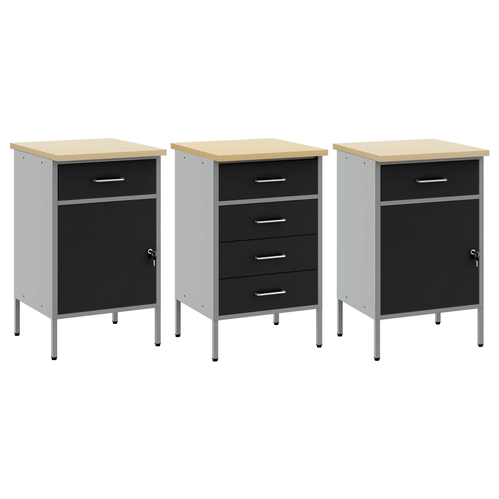 Werkbank mit Schubladen 2 pcs Rot und Grau 100 x 55 x 85 cm