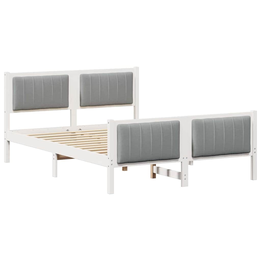 Bettgestell Braun und hellgrau 200 x 200 cm Massivholz Kiefer