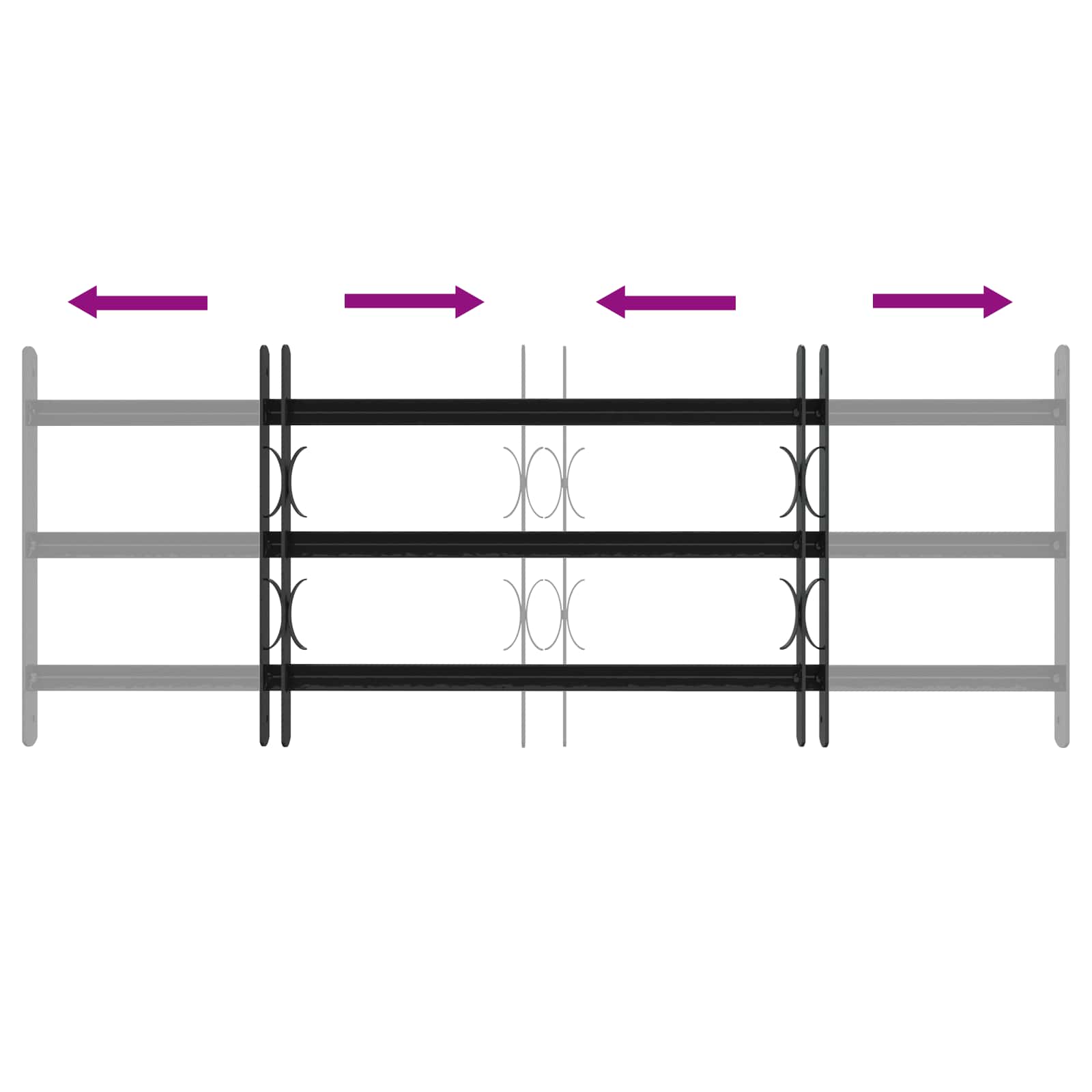 Fenstergitter 76 x 30 cm Pulverbeschichteter Stahl Schwarz