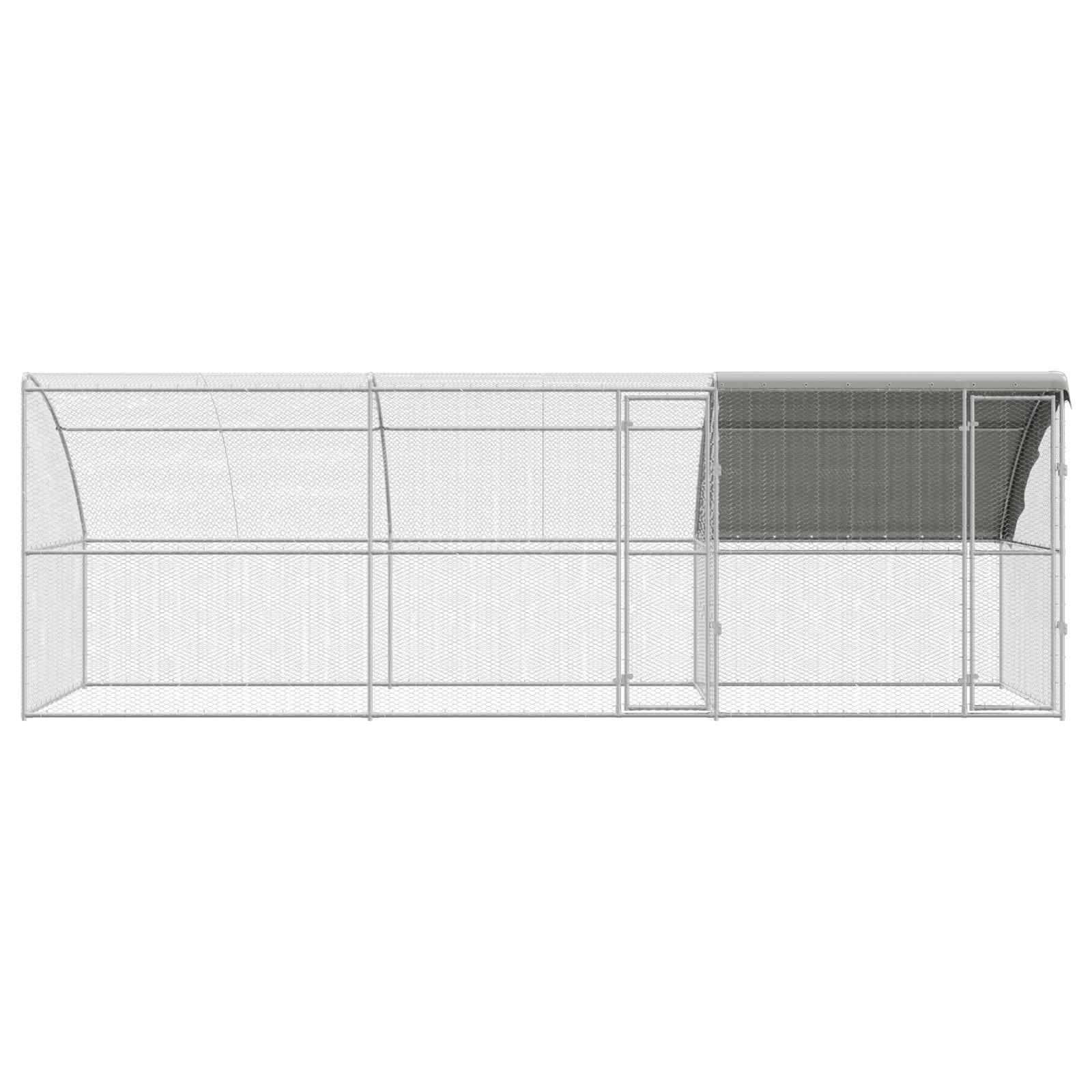 Hühnerkäfig 2 pcs Silber 400 x 200 x 200 cm Stahl und PE