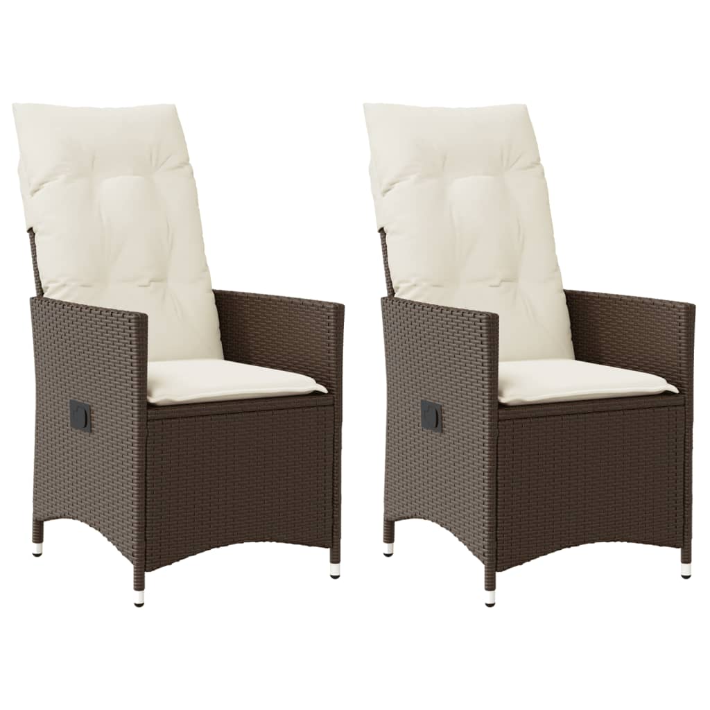 Gartensessel Verstellbar mit Kissen Schwarz Poly Rattan