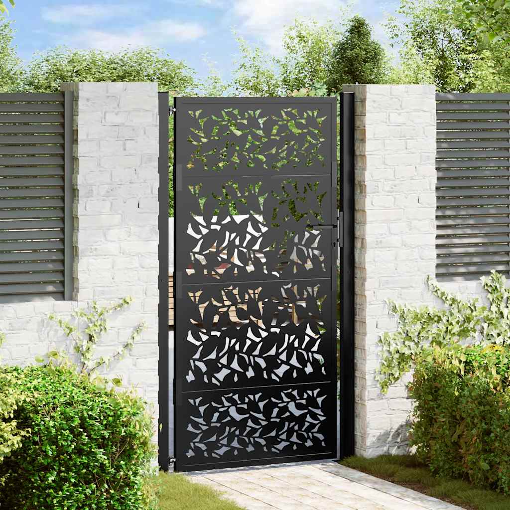 Gartentor Schwarz 100x100 cm Stahl Lichtdesign