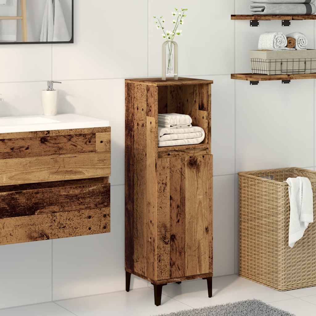 Badschrank Weiß 30x30x100 cm Holzwerkstoff