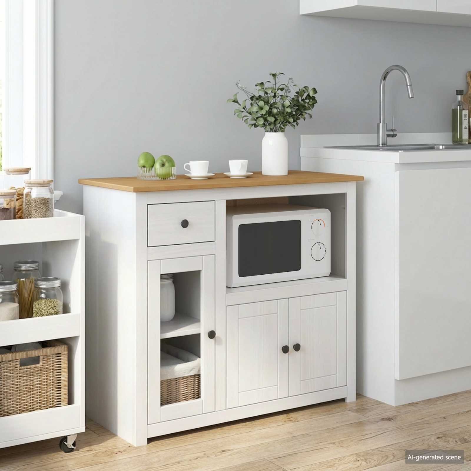 Mikrowellen-Sideboard PANAMA Honigwachs 99,5 x 44 x 86,5 cm