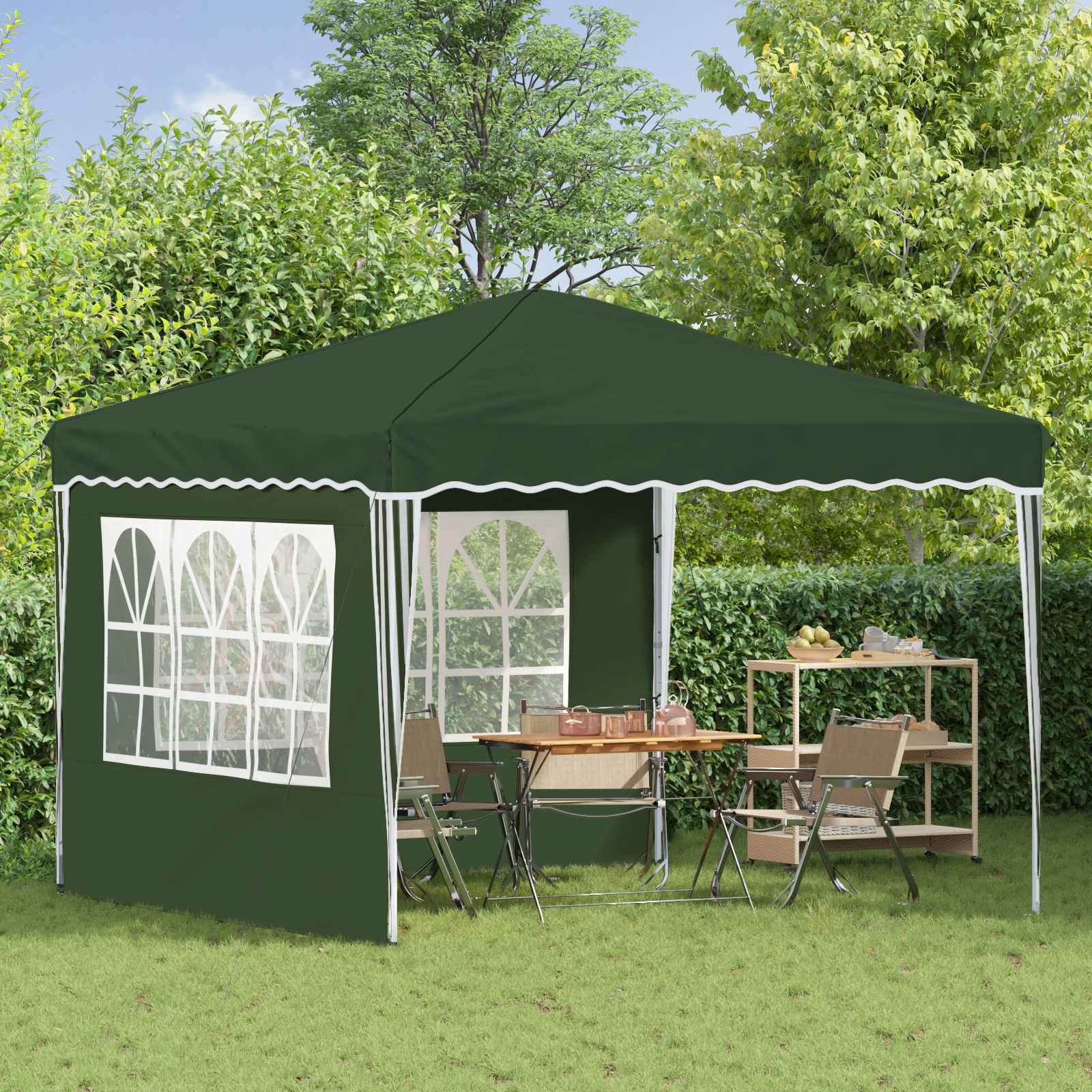 Pop-up Partyzelt 288 x 288 x 245 cm Creme Oxford-Stoff
