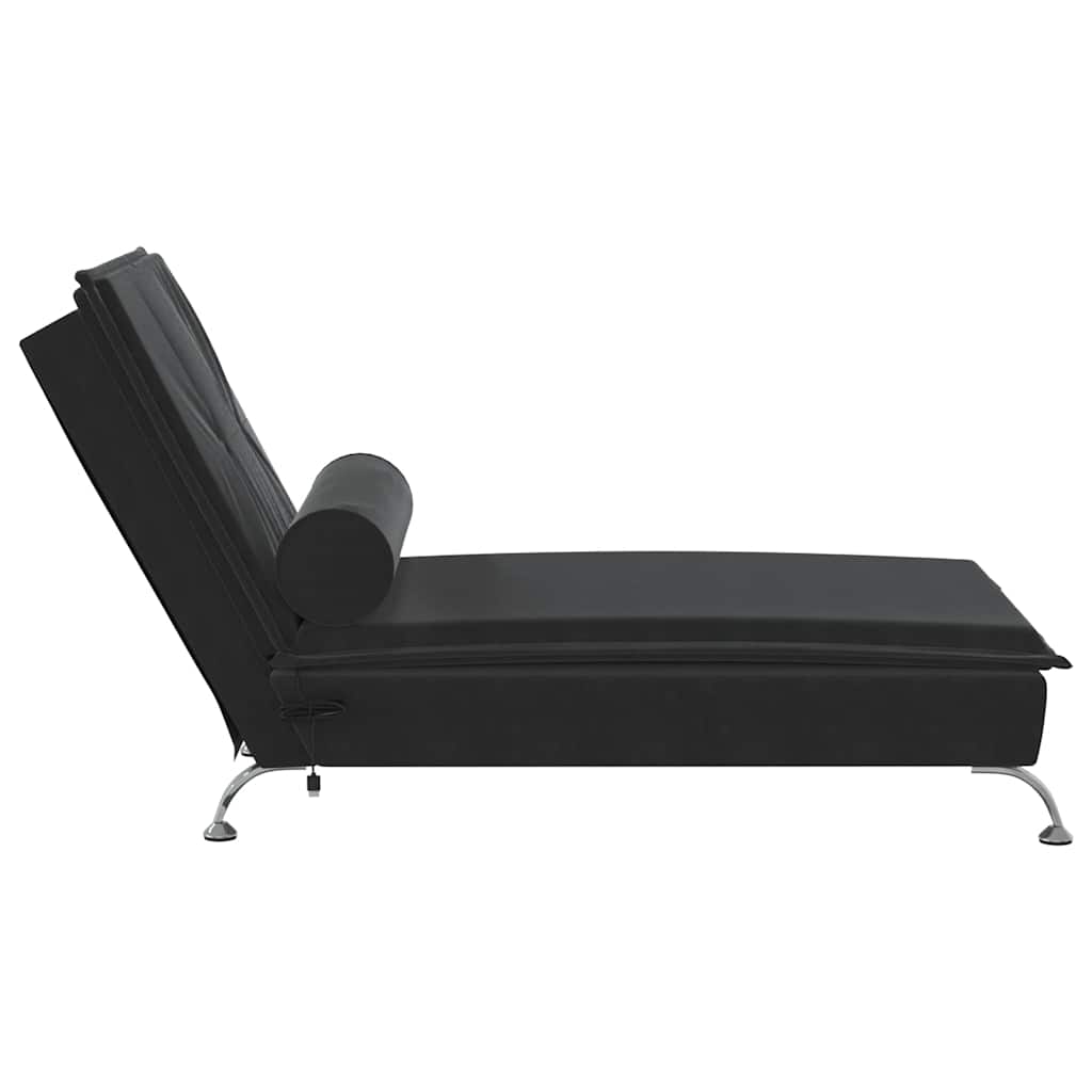 Massage-Chaiselongue mit Nackenrolle Hellgrau Samt