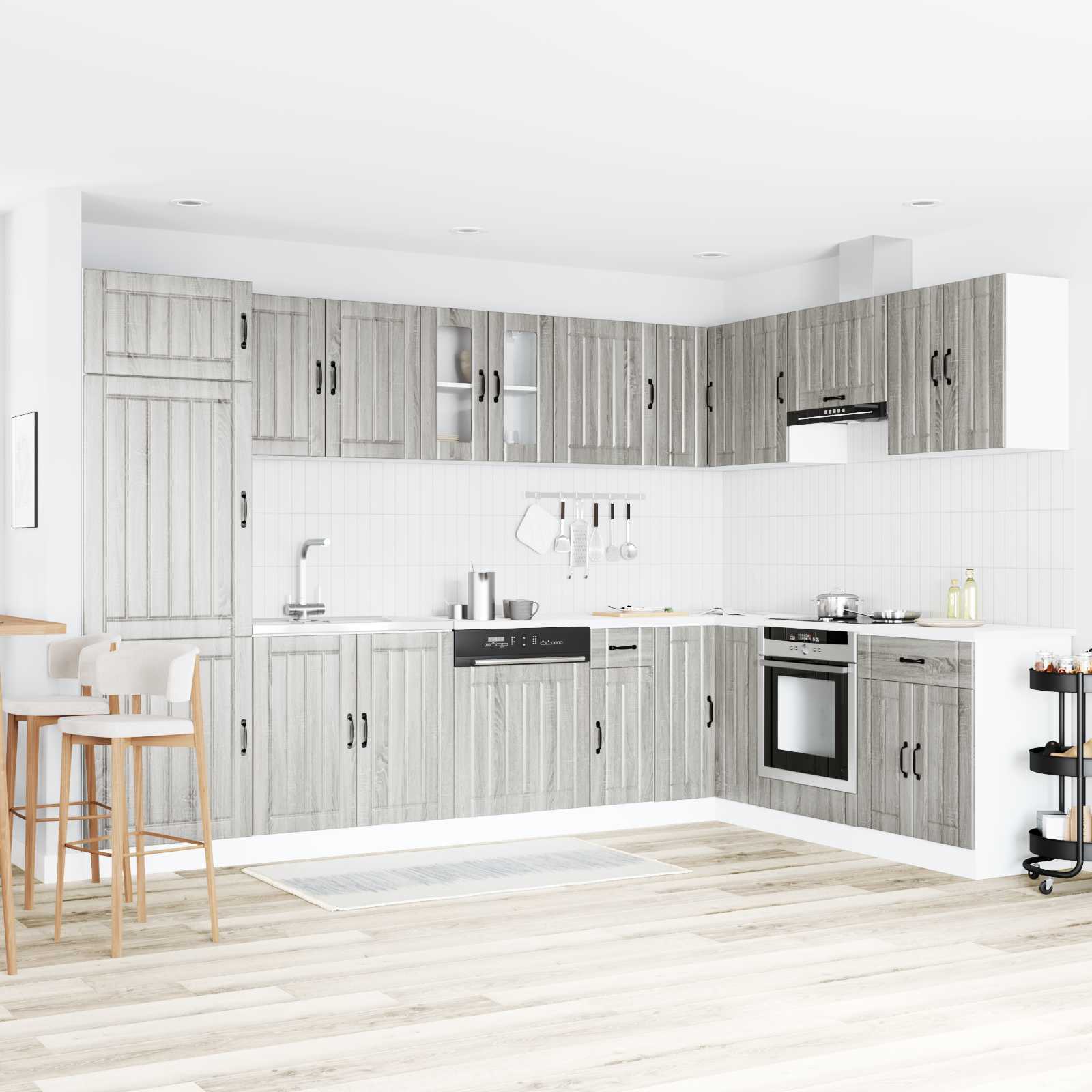 Waschbecken-Unterschrank mit Tür Lucca 2 pcs Weiß Holzwerkstoff
