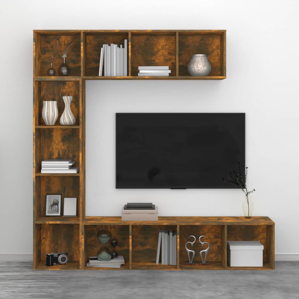 3-tlg. Bücher-/TV-Schrank Set Weiß 180×30×180 cm