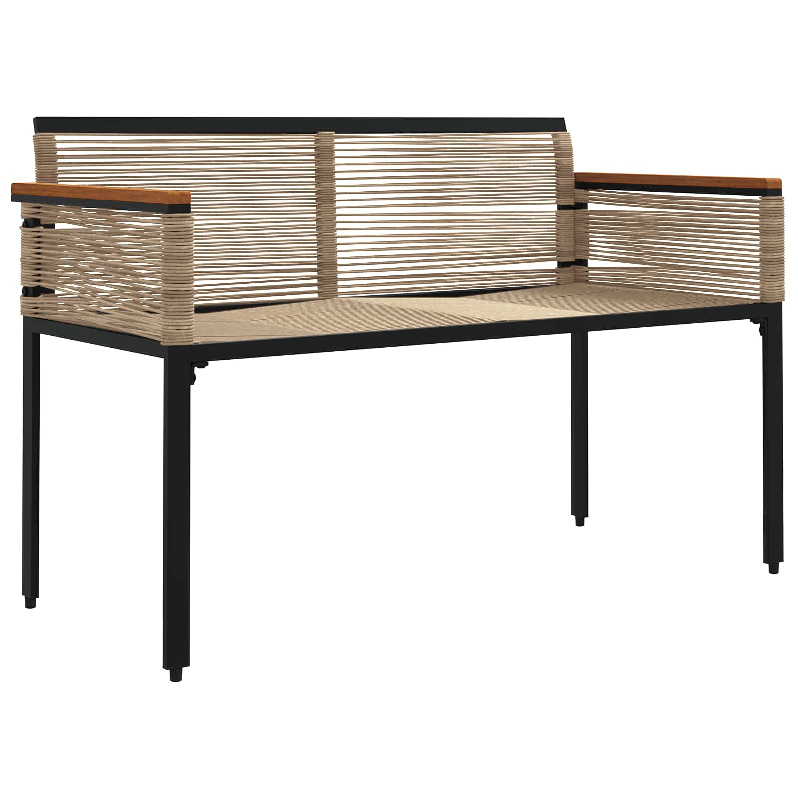 Bank Outdoor mit Kissen Schwarz 117 x 54 x 74,5 cm Poly-Rattan