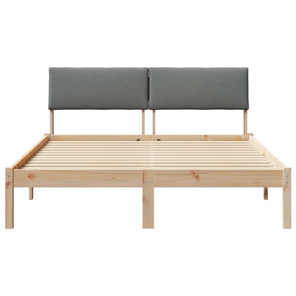 Bettgestell Braun und hellgrau 200 x 200 cm Massivholz Kiefer