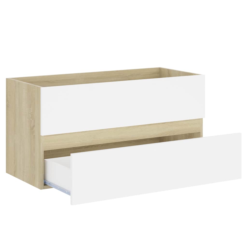 2-tlg. Badmöbel-Set Weiß Holzwerkstoff