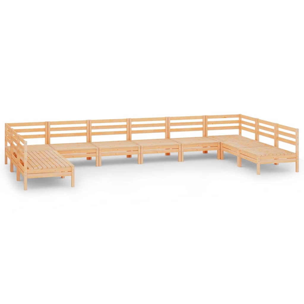 10-tlg. Garten-Lounge-Set Massivholz Kiefer
