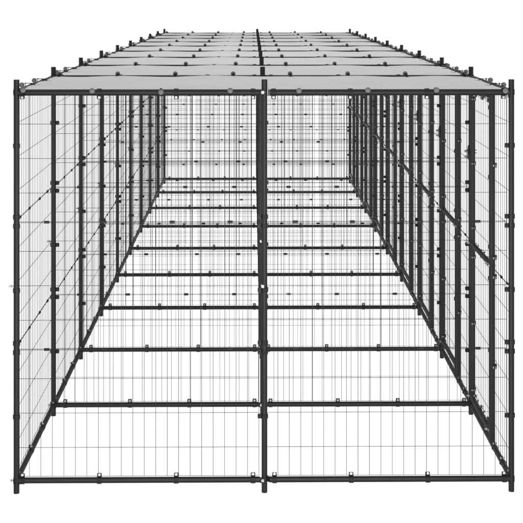 Outdoor-Hundezwinger Stahl mit Überdachung 110x220x180 cm