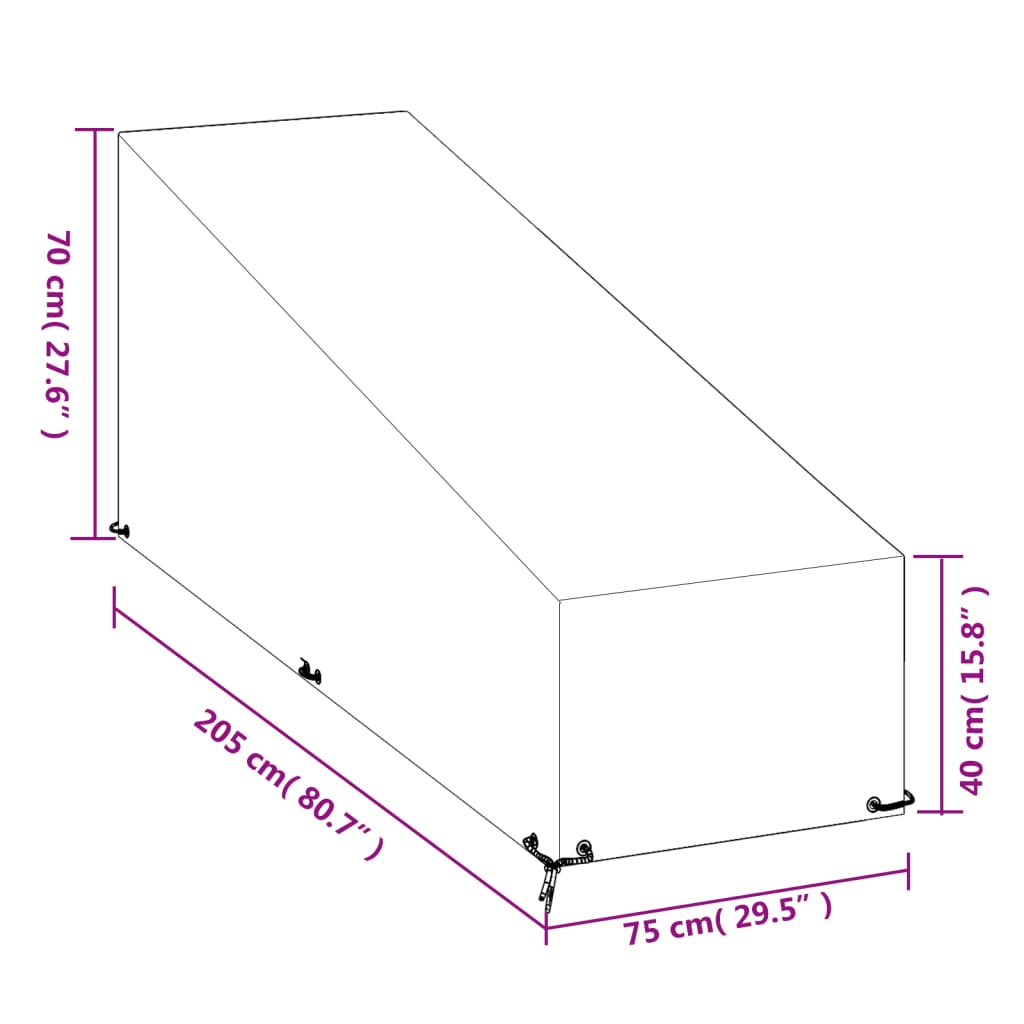 Abdeckungen für Sonnenliegen 2 Stk. 12 Ösen 205x75x40 cm