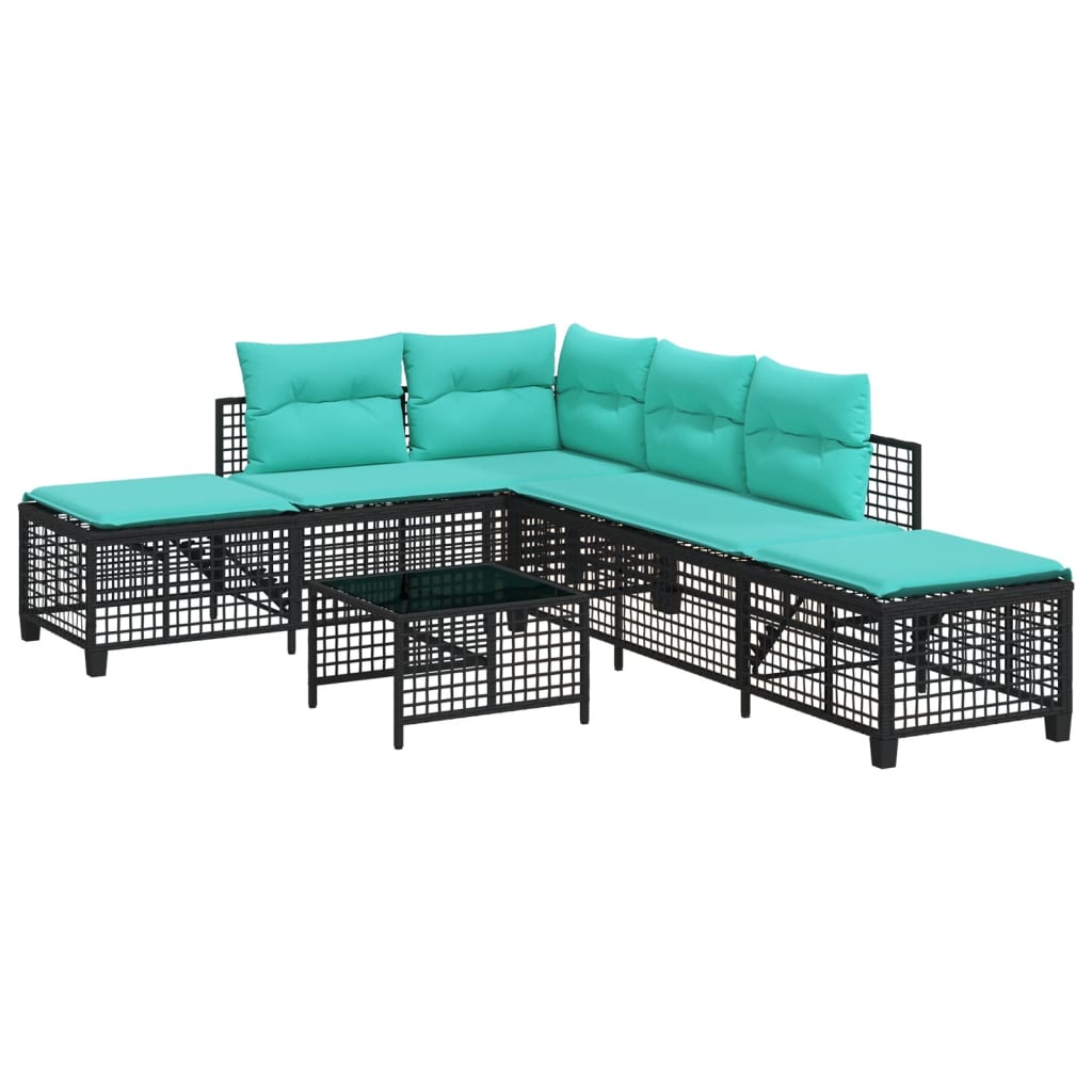 3-teiliges Ecksofa-Set für den Garten mit Kissen, grau, Polyrattan