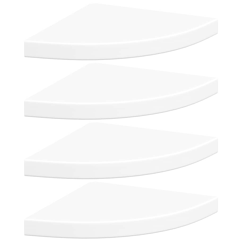 Schwebende Eckregale 2 Stk. Hochglanz-Weiß 25x25x3,8 cm MDF