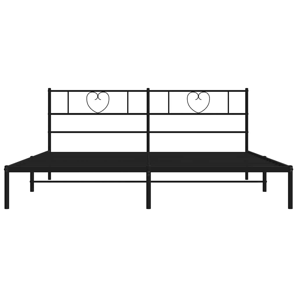 Bettgestell mit Kopfteil Metall Schwarz 100x190 cm