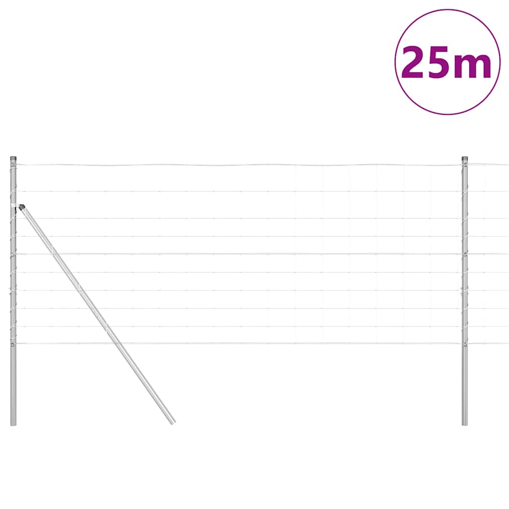Ground Fix Geschweißter Drahtzaun 25 x 0,8 m Silber Netz