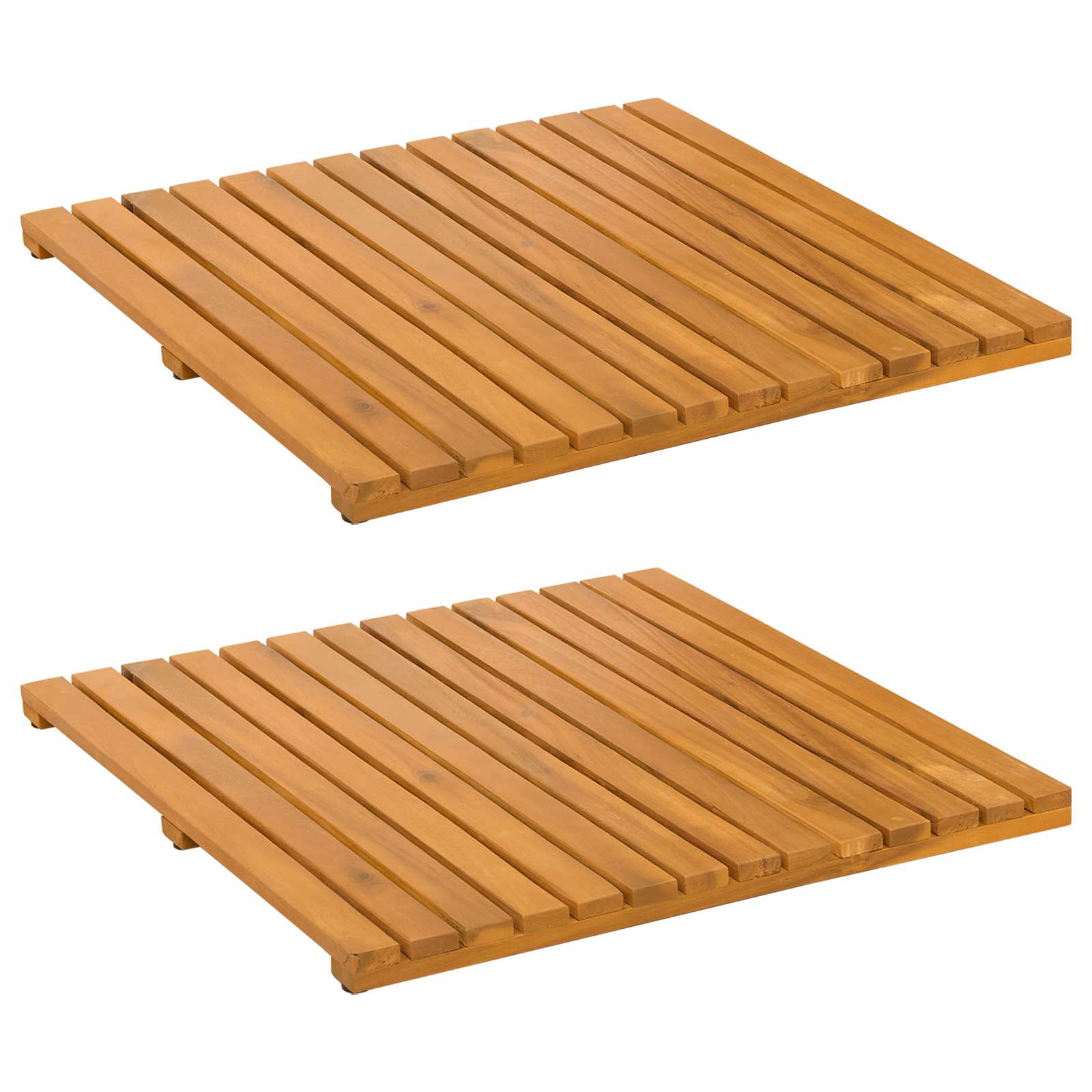 Badematte Uni Braun 60 x 40 cm Massives Akazienholz