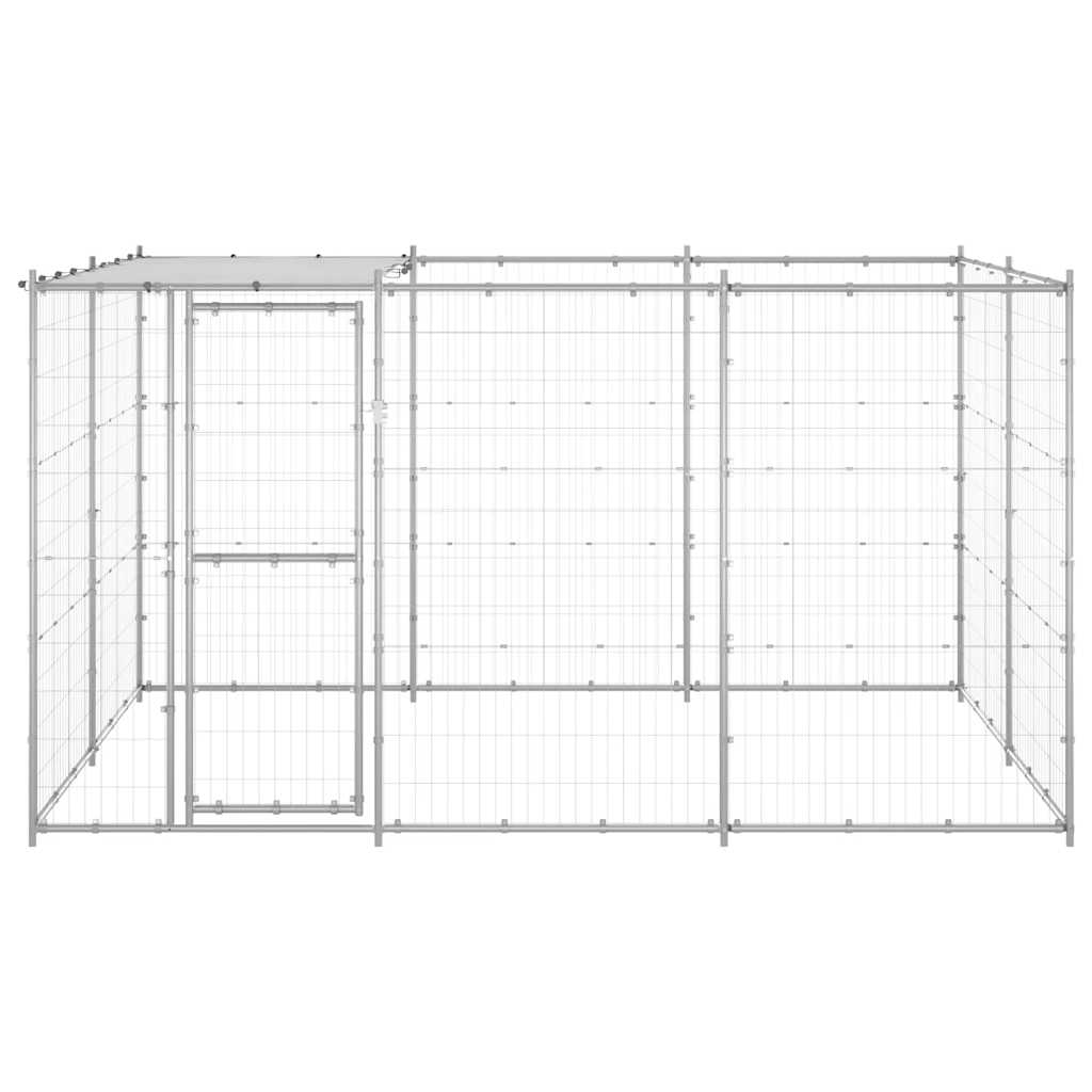 Outdoor-Hundezwinger mit Überdachung Stahl 7,26 m²