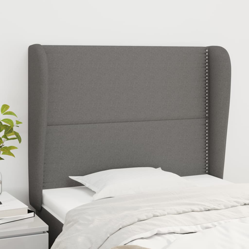 Kopfteil mit Ohren Dunkelgrau 83x23x78/88 cm Stoff