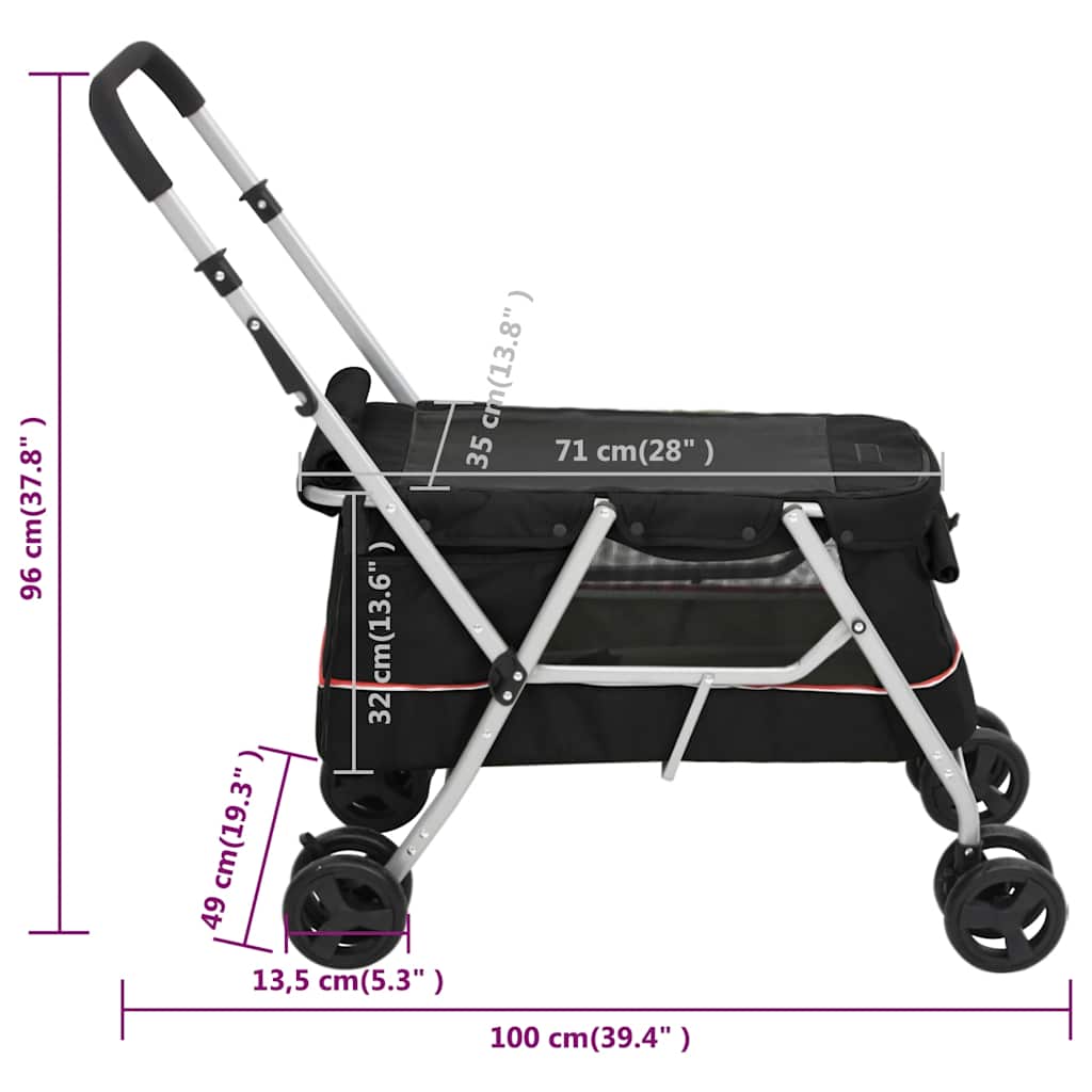 Hundewagen Faltbar Grau 100x49x96 cm Leinenstoff