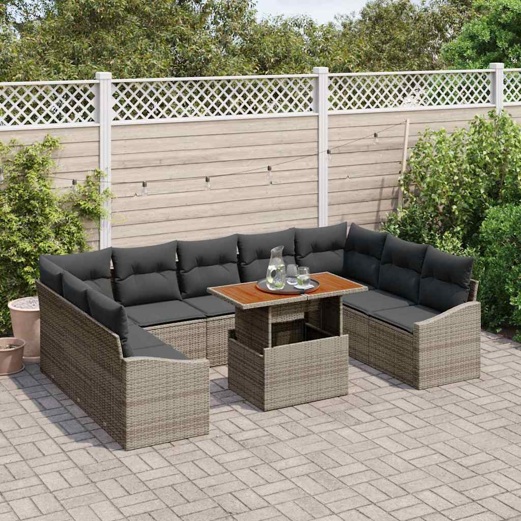 Garten Essgruppe mit Kissen 10 pcs Schwarz und Creme
