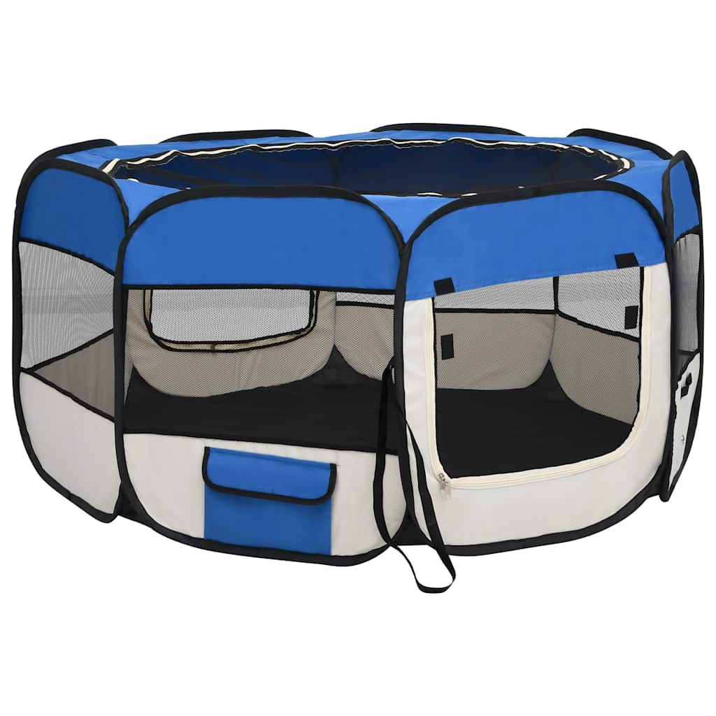 Faltbarer Welpenlaufstall mit Tragetasche Schwarz 90x90x58 cm