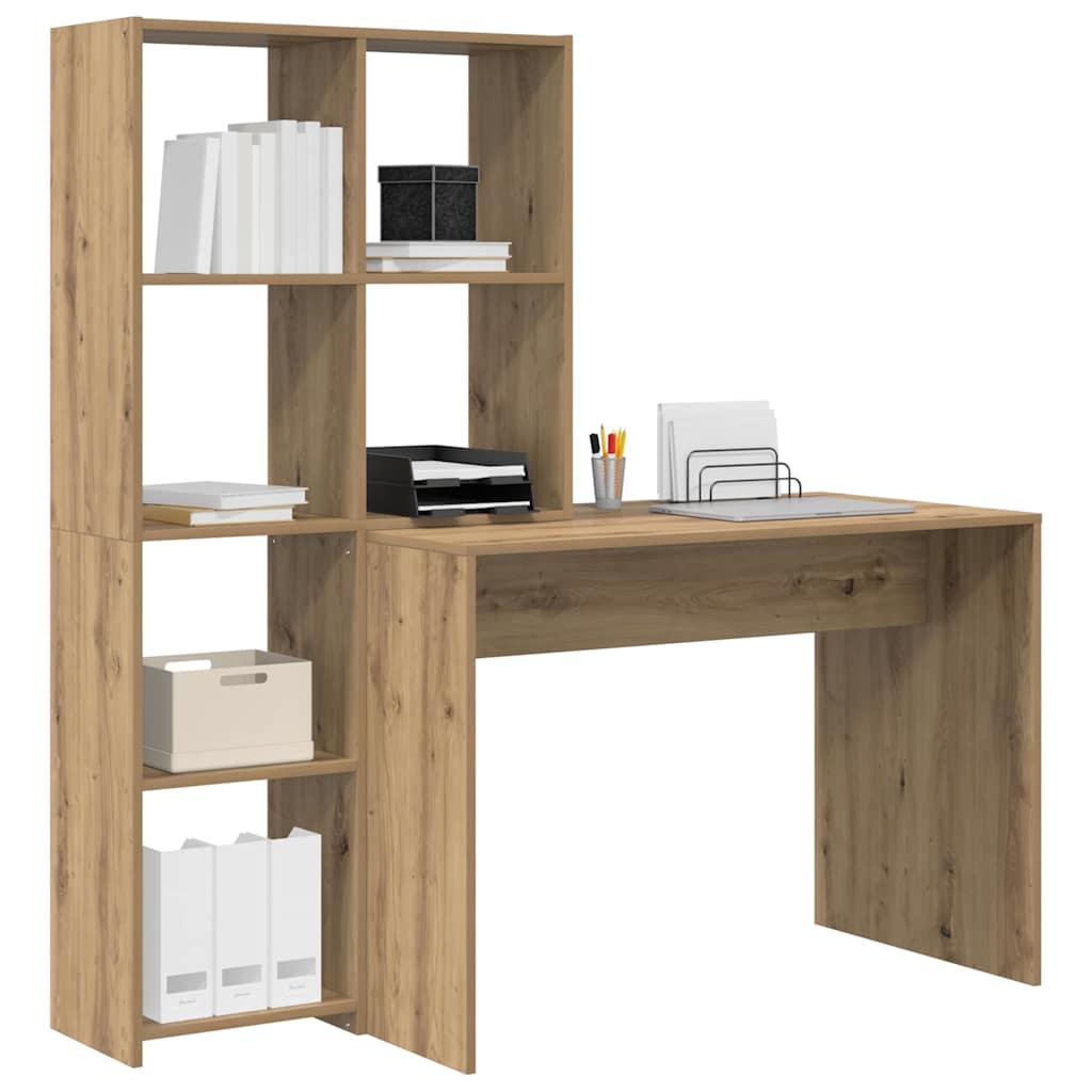 Schreibtisch mit Regal Weiß 138,5 x 55 x 143 cm Holzwerkstoff