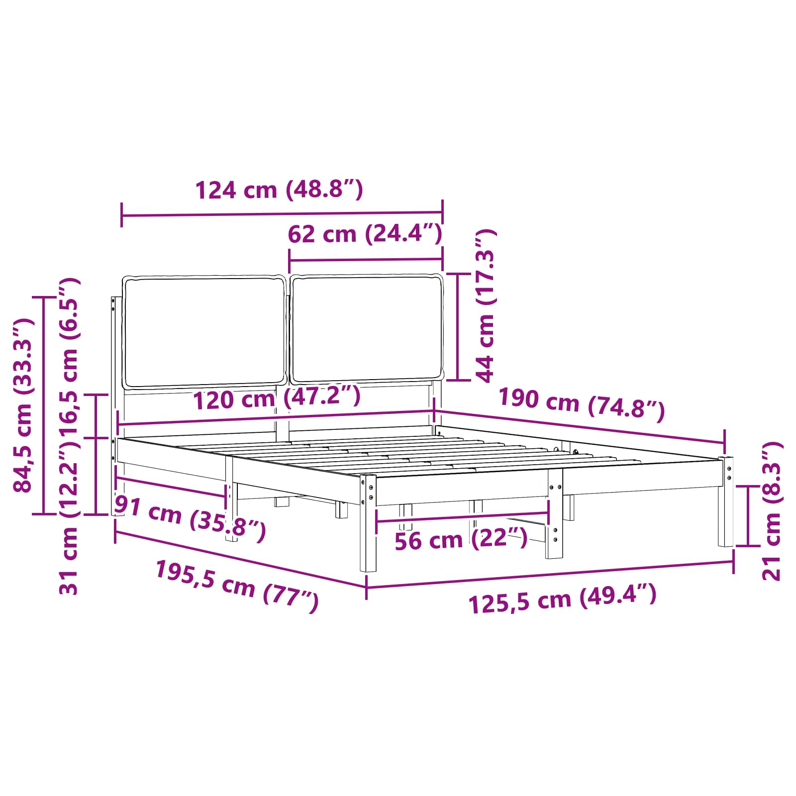 Bettgestell mit gepolstertem Kopfteil Hellgrau 200 x 200 cm