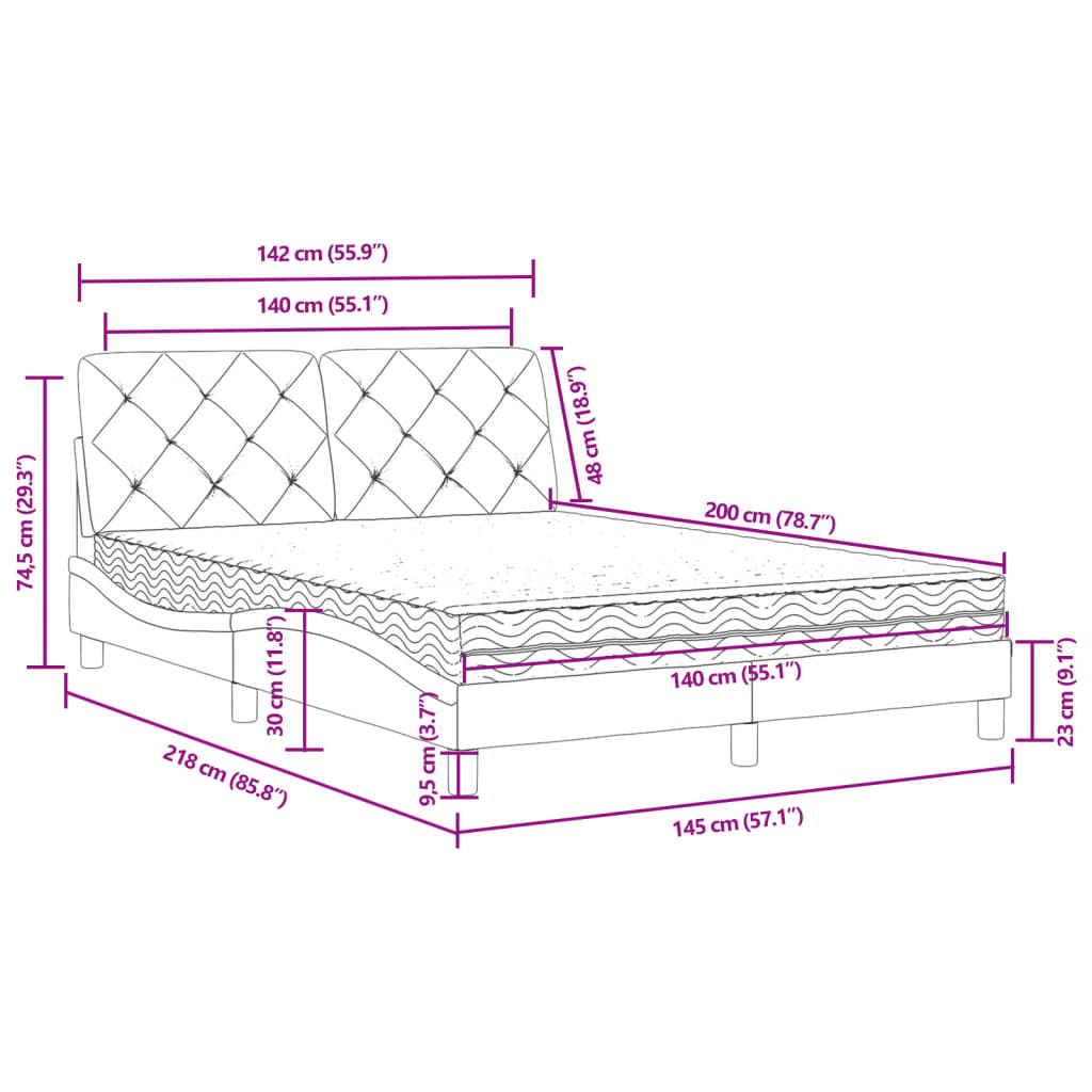Bett mit Matratze Hellgrau 80x200 cm Samt