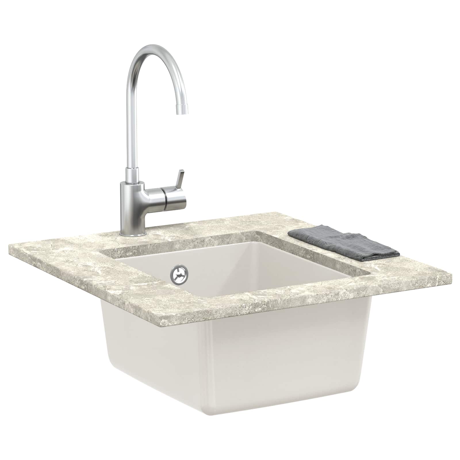 Waschbecken Schwarz 370 x 460 mm 80% Quarz und 20% Harz