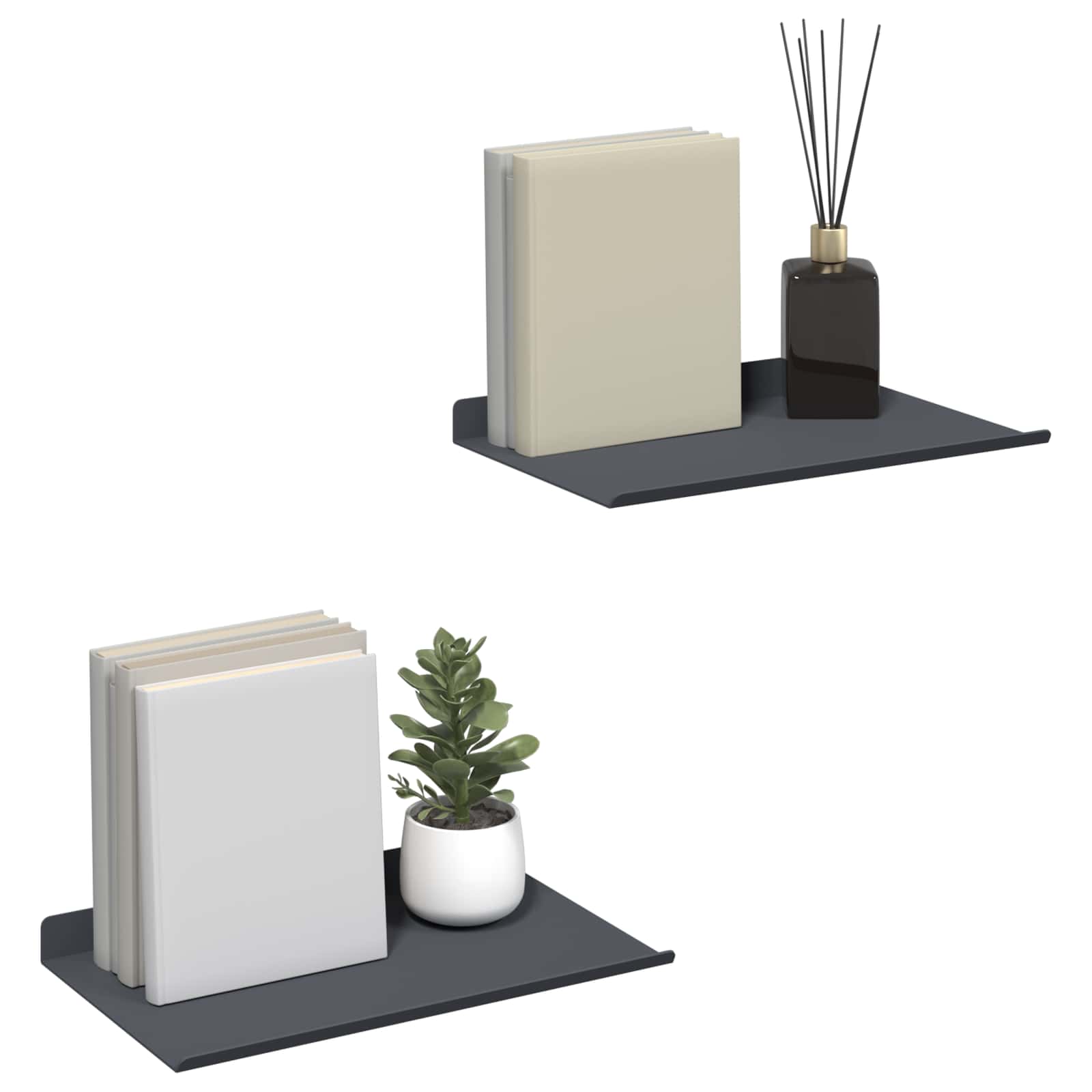 Schwebendes Regal 3 pcs Schwarz 40 x 9 x 2,5 cm Stahl