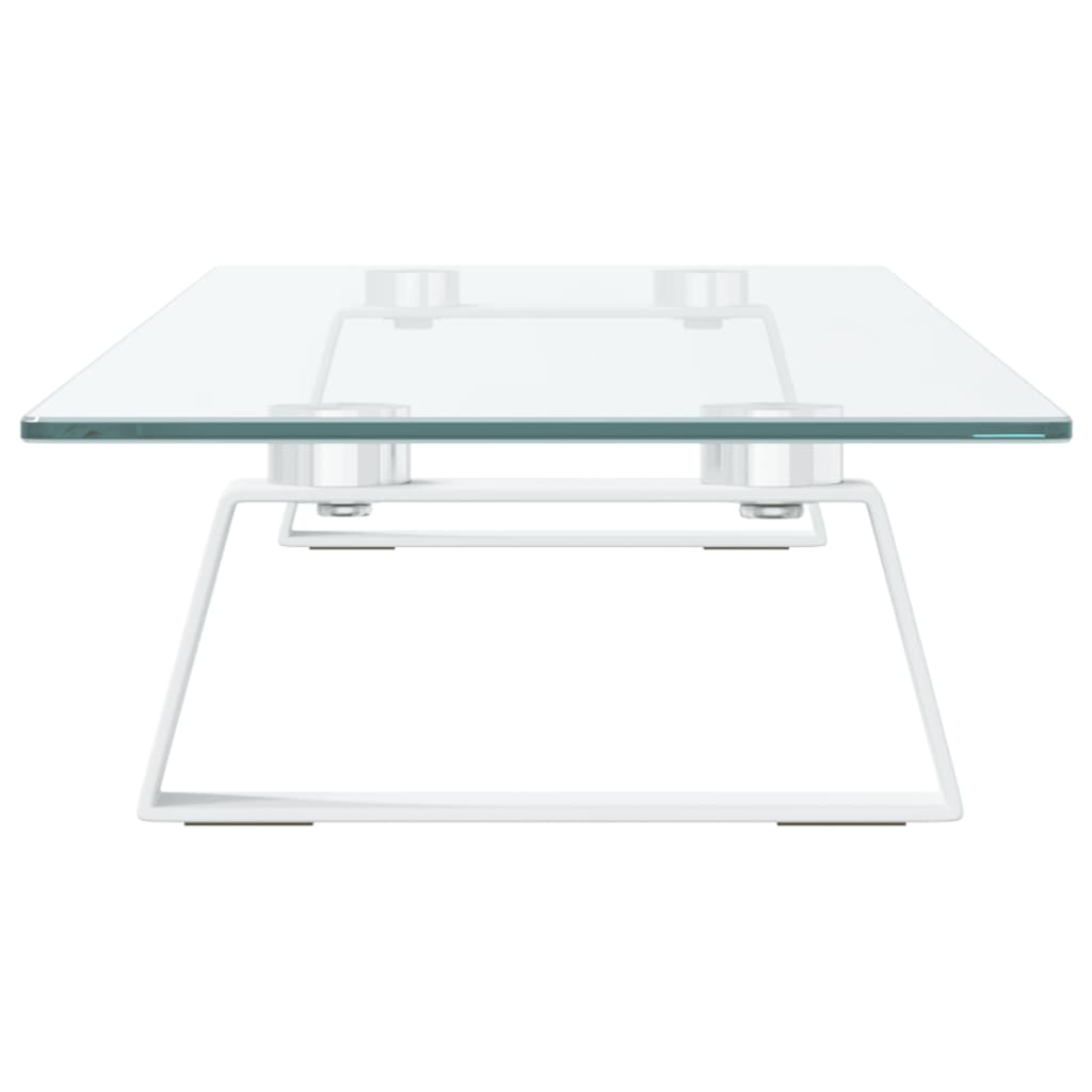 Monitorständer Weiß 60x20x8 cm Hartglas und Metall