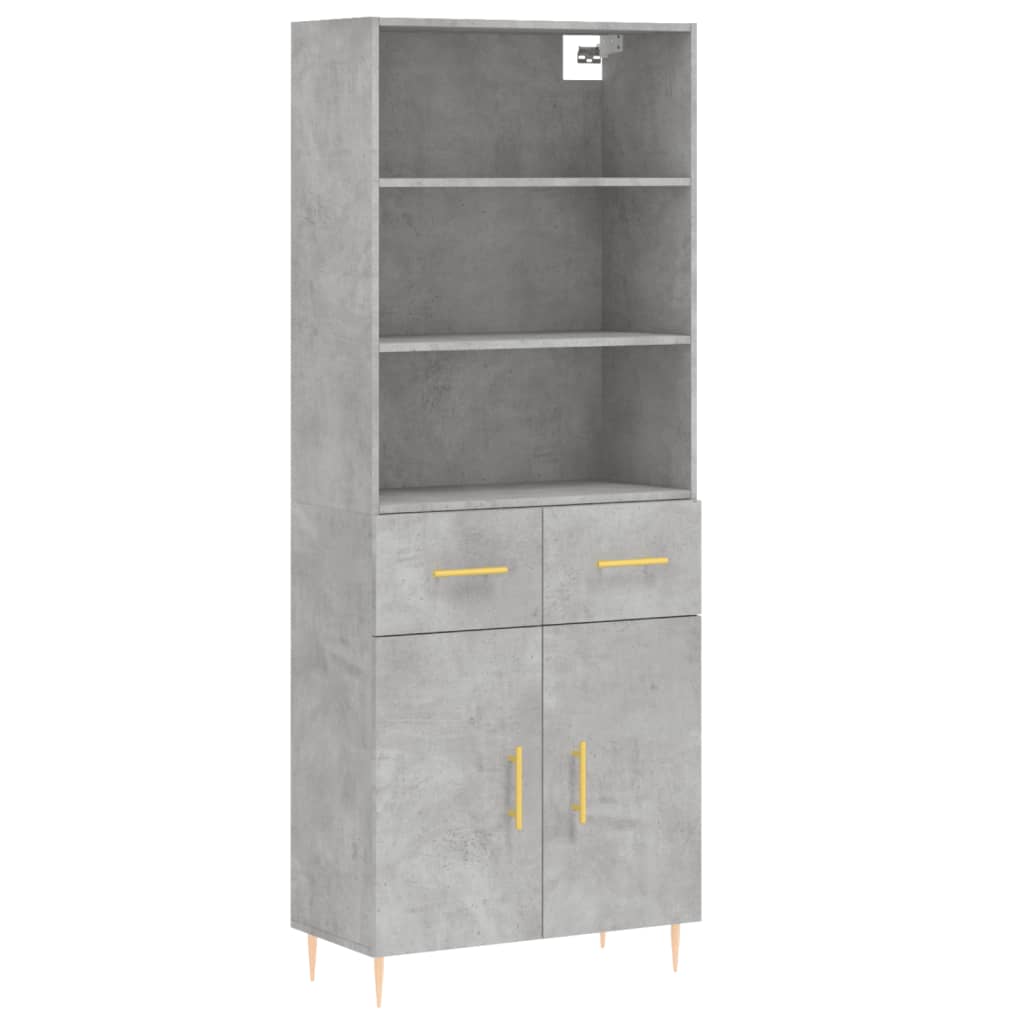 Highboard Hochglanz-Weiß 69,5x34x180 cm Holzwerkstoff