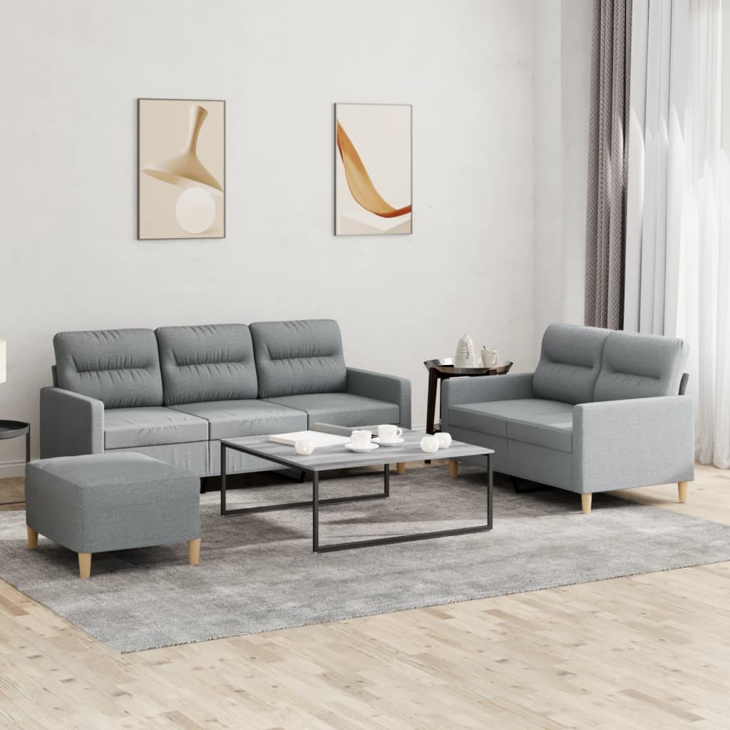 3-tlg. Sofagarnitur mit Kissen Taupe Stoff