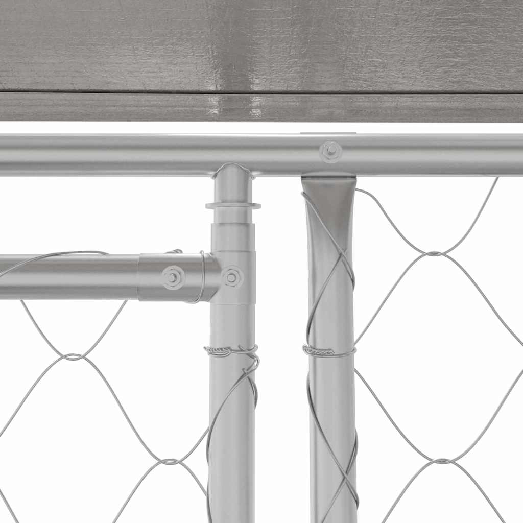 Hundezwinger mit Dach und Tür Grau 2x2x2 m Verzinkter Stahl
