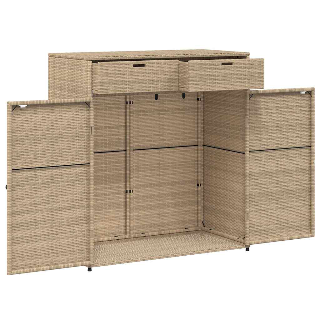 Gartenschrank Schwarz 55x55x111 cm Poly Rattan