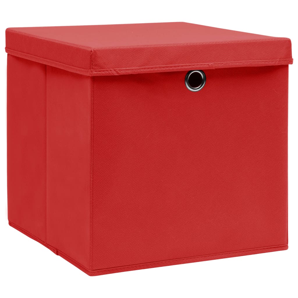 Aufbewahrungsboxen mit Deckeln 10 Stk. 28x28x28 cm Schwarz