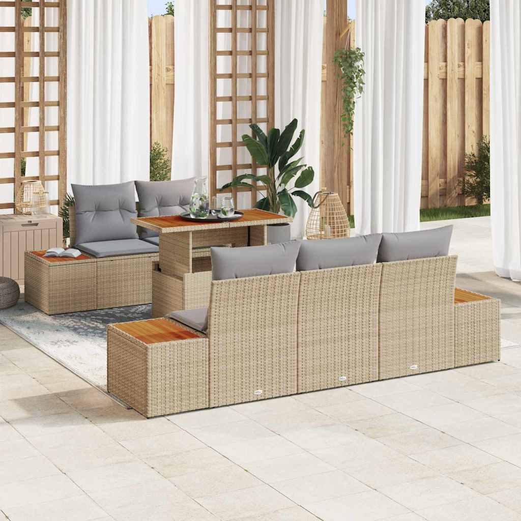 Garten Essgruppe mit Kissen 6 pcs Schwarz und Beige