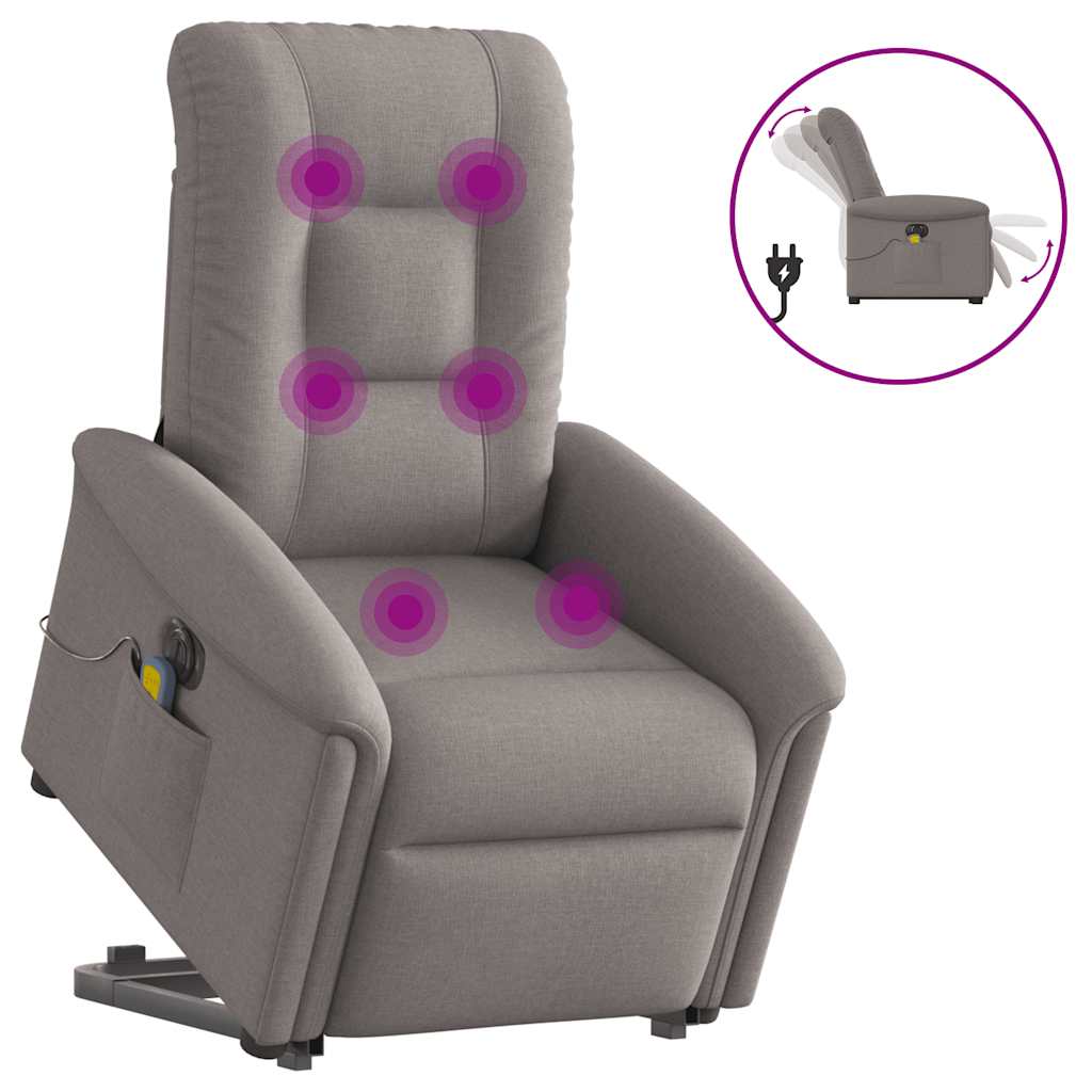 Massagesessel mit Aufstehhilfe Hellgrau Stoff